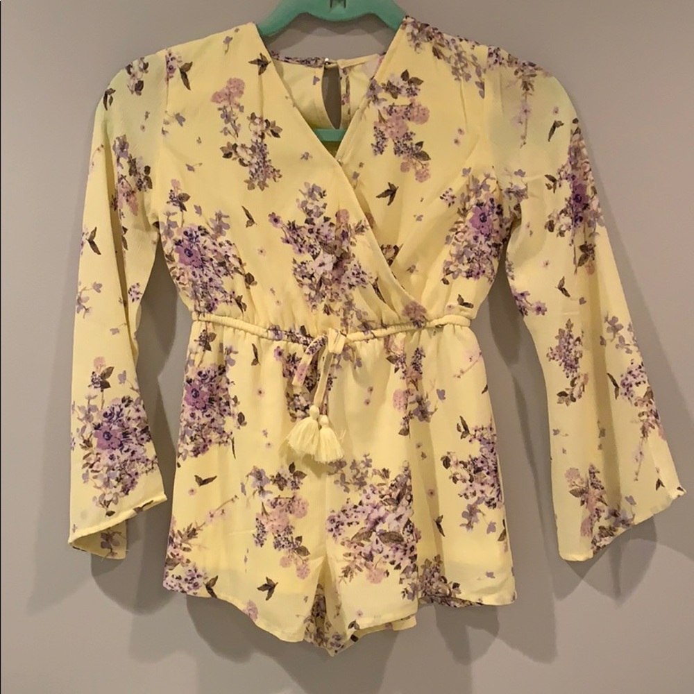 Yellow and purple floral romper - GB girls